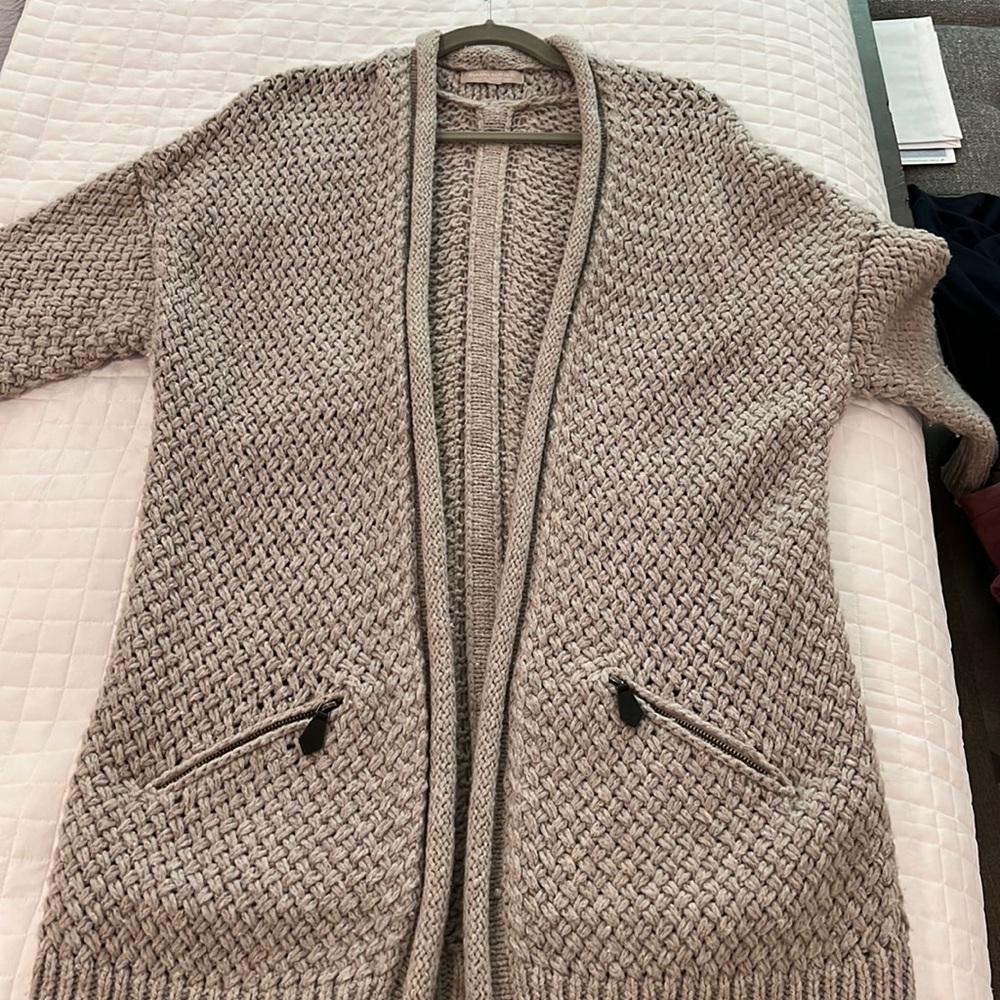 Banana Republic Beige Taupe Chunky Knit Open Cardigan